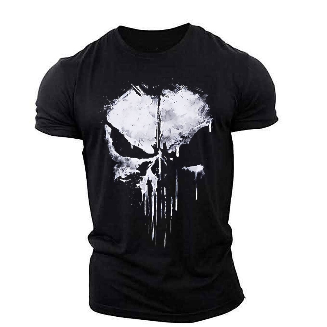 Men&s Skull 3D Printed T-Shirt Street Fashion Style Stretch Thin Section Breathable Lightweight Oversized Handsome T-Shirt2023